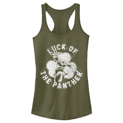 Juniors Womens Marvel St. Patrick's Day Luck of the Black Panther Racerback Tank Top