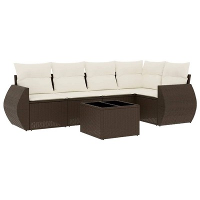 vidaXL 6 Piece Patio Sofa Set with Cushions Poly Rattan