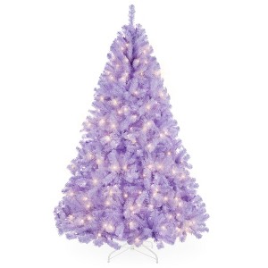 Best Choice Products Pre-Lit Lavender Christmas Tree, Artificial Full Holiday Decoration w/ Incandescent Lights - 1 of 4