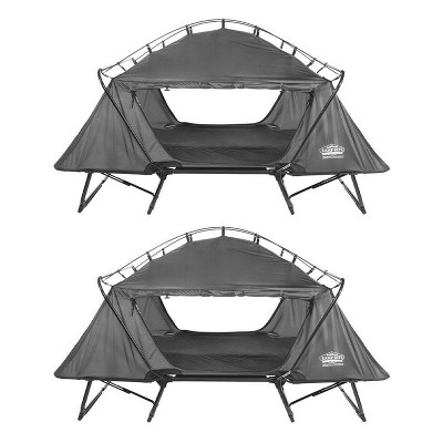Kamp-Rite Oversize Portable Durable Cot, Versatile Design Converts into Cot, Chair, or Tent w/ Waterproof Rainfly & Carry Bag, Gray (2 Pack)