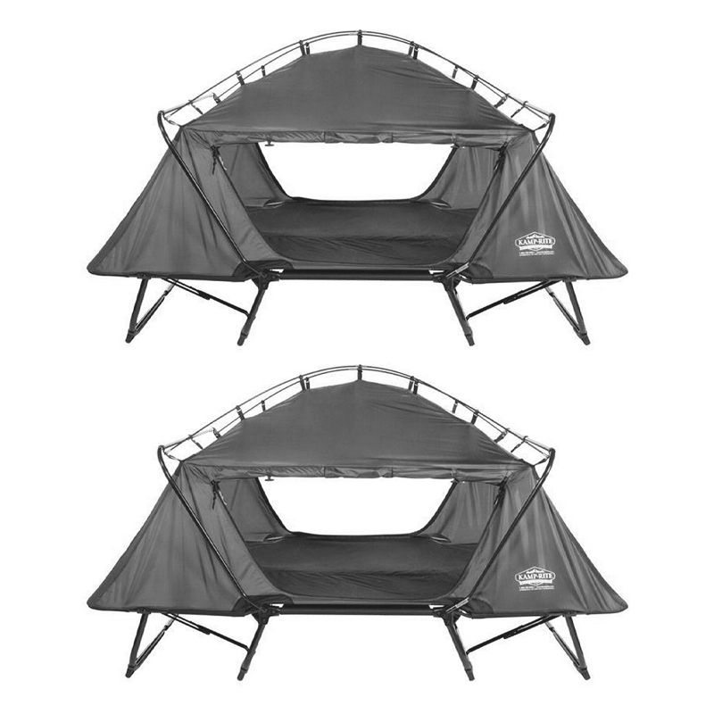 Kamp-Rite Oversize Portable Durable Cot, Versatile Design Converts into Cot, Chair, or Tent w/ Waterproof Rainfly & Carry Bag, Gray (2 Pack), 1 of 7
