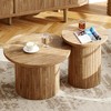 AMERLIFE Rustic Nesting Coffee Table Set, Round Wood Finish Side Tables for Living Room, Natural - 2 of 4