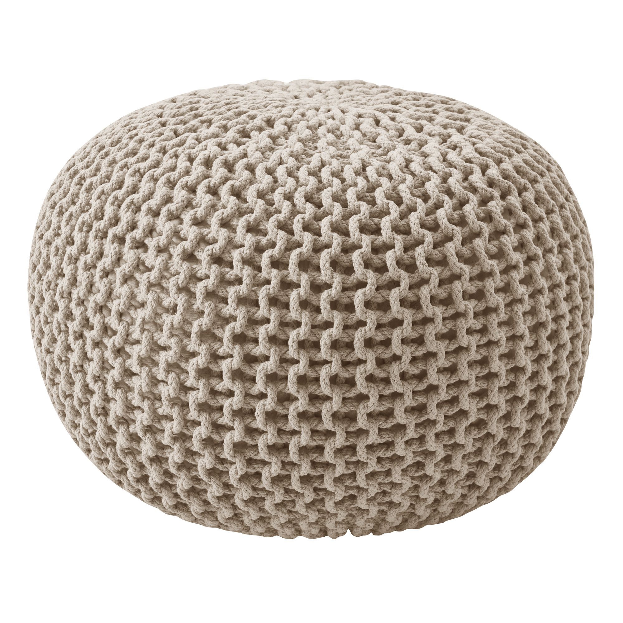 Round Pouf Foot Stool Ottoman by Sweet Home Collection - Beige