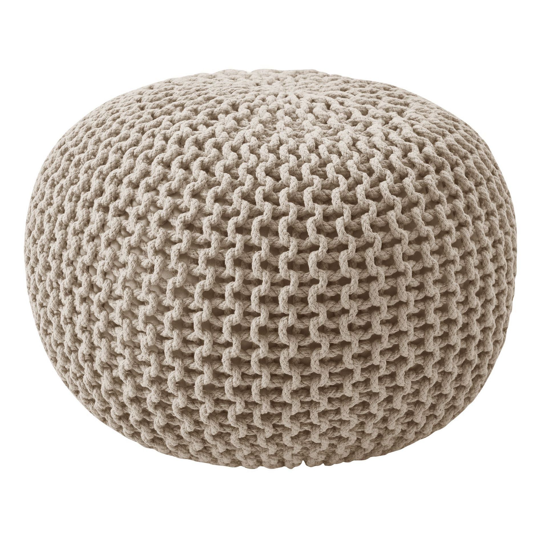 Round Pouf Foot Stool Ottoman by Sweet Home Collection - Beige