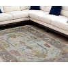 Gray Blue and Gold Wool Oriental Hand Knotted Area Rug With Fringe - 2 of 4