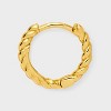 14K Gold Plated Cubic Zirconia Bow Stud and Twist Hoop Earring Set 3pc - A New Day™ Gold - 2 of 3