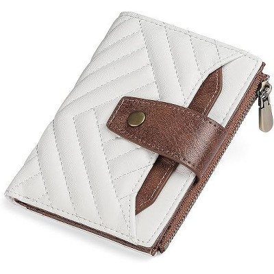 BEAFUP Small Wallet for Women,with 9 Credit Card Slots and 3 Clear Windows & 1 Zipper Pocket Leather Bifold Compact RFID Blocking Wallet