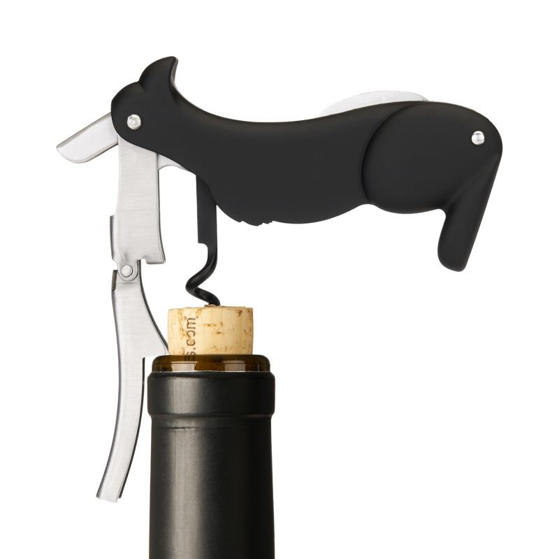 True Zoo Buddy Black Dog Double Hinged Corkscrew, Novelty Wine Key, Waiter’s Corkscrew Bottle Opener, 4 of 10