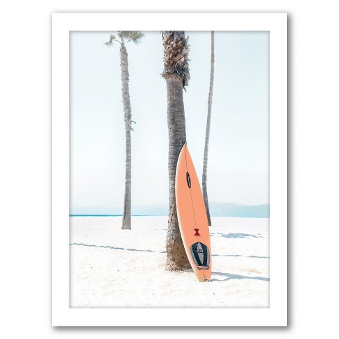Americanflat Coastal Surfboard Near Tropical Palm By Tanya Shumkina Framed  Print Wall Art : Target