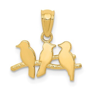 Black Bow Jewelry 14k Yellow Gold Small Flock of Birds Pendant, 15mm (9/16 inch) - 1 of 4