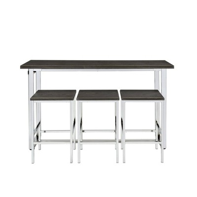 Nadine Multipurpose Bar Dining Table Set Chrome - Picket House Furnishings