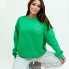 Simply Sage Market Women's Graphic Sweatshirt Embroidered Smiley Face Outline - 2 of 3