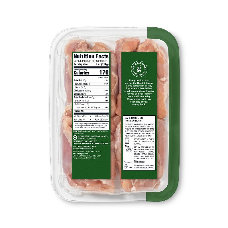 Organic Boneless Skinless NAE Chicken Thighs - 0.6-1.5 lbs - price per lb - Good &#38; Gather&#8482;, 4 of 5