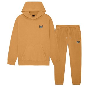 Dalix Butterfly Embroidery Midweight Fleece Sweatsuit Set Hoodie Jogger Soft Fleece Relaxed Fit Lounge Womens - 1 of 4