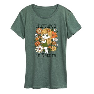 Women's - Instant Message - Nurtured in Nature Flowers Short Sleeve Graphic T-Shirt - 1 of 4
