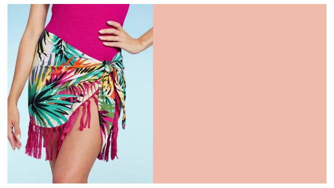 Women's Side-Tie Fringe Cover Up Sarong - Shade & Shore™ Multi Tropical Print, 2 of 9, play video