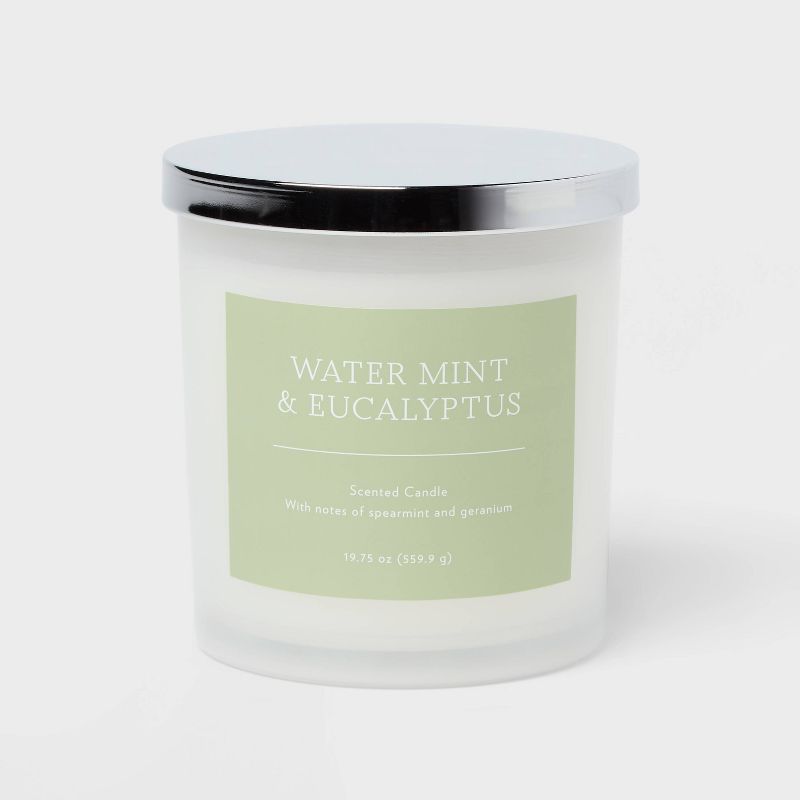 2-Wick 19.75oz Lidded Milky Glass Jar Water Mint and Eucalyptus Candle - Threshold&#8482;, 1 of 5
