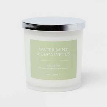 2-Wick 19.75oz Lidded Milky Glass Jar Water Mint and Eucalyptus Candle - Threshold™