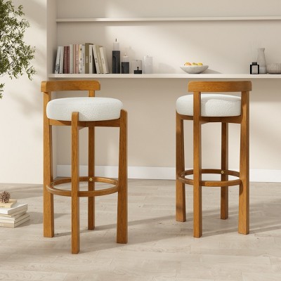 Counter Height Bar Stools Set of 4,Fabric Upholstered Bar Chairs with  Rubberwood Frame,Armless Open Back Bistro Barstools-Baofuwish