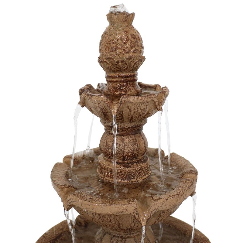 Sunnydaze 52"H Electric Fiberglass and Resin 4-Tier Pineapple Top Outdoor Water Fountain, 5 of 12
