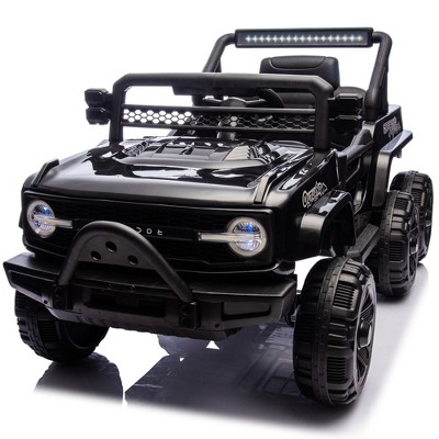12V Kids Ride-On Electric Jeep Car, 6-Wheel 4 Motors Ride-On UTV W/Remote, LED, Music & Bluetooth, USB, MP3 & Microphone Ports, Slow Start