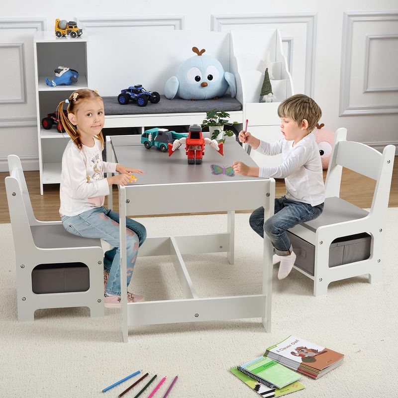3-in-1 Wooden Kids Table and Chair Set with Storage Drawer for Arts, Crafts, Drawing, and Playroom Activities, Kids Table and Chair Set, 5 of 8