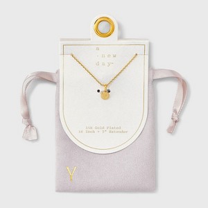 14K Gold Plated Round Initial Pendant Necklace - A New Day™ - 1 of 4