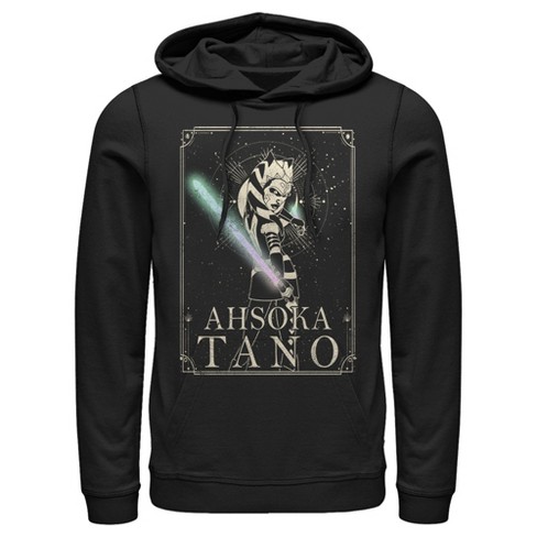 Men s Star Wars The Clone Wars Ahsoka Tano Celestial Portrait Pull Over Hoodie Black 2X Large