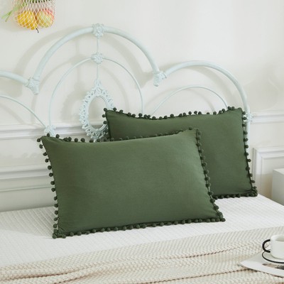 Pom-Pom Fringe Pillowcases & Body Pillow Cover – Soft Decorative Bedding Shams with Deep Pocket, Queen/King/Body Options