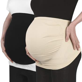 Unique Bargains Women Maternity Belly Band Pregnant Support Belly Bands Black Beige Size M 2 Pcs