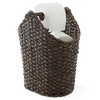 Casafield Toilet Paper Roll Holder Storage Basket with Wood Bar, Woven Water Hyacinth Wicker Bathroom Tissue Storage Organizer - 4 of 4