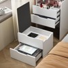 Vanity Desk with Plip Top Mirror, Hidden Cushioned Chair, 3 Drawers, Compact Vanity, Visible Glass Desktop, Small Make Up Vanity Set White - 2 of 4