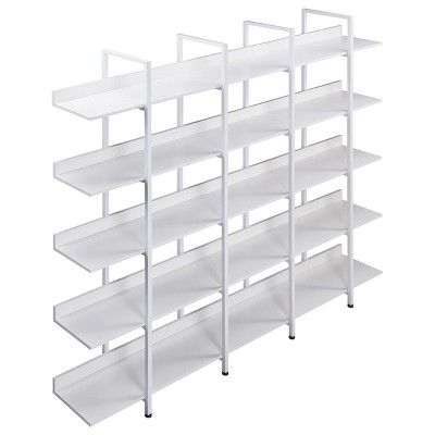GustoWave 5-Tier Bookcase with Metal Frame Vintage Open Bookshelf ，70.87" storage shelf