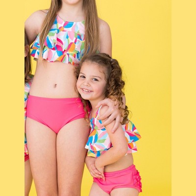 RuffleButts Toddler Girls Flounce Bikini - Tropical Adventure, 4T — фото 4