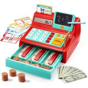 Kids Cash Register Toy for Kids 3-5 Year Olds with Play Money, Calculator & Write-On Pad, Learning Toy for Kids Age 3-5, Christmas Birthday Gift - 1 of 4
