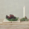 Storied Home Ceramic Pine Bough Shaped Taper Holder with Pinecones, Green and Brown - 2 of 2