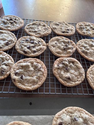 My *sober* friends baked chocolate chip cookies on a cooling rack