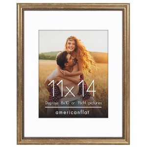 Americanflat Vintage Picture Frame with Mat and Beaded Accents with Shatter Resistant Glass - 1 of 4