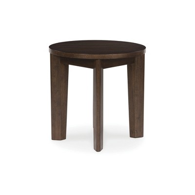 Korestone 26" Round Dark Brown Wood End Table