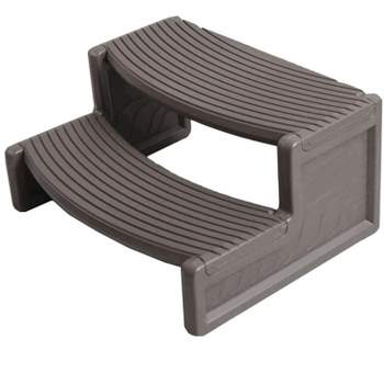 Confer Plastics Handi-Step 2 Step Hot Tub Stairs for Straight & Curved Spas, Outdoor/Indoor Step Stool for Garage, Home & Camping, Deep Grey