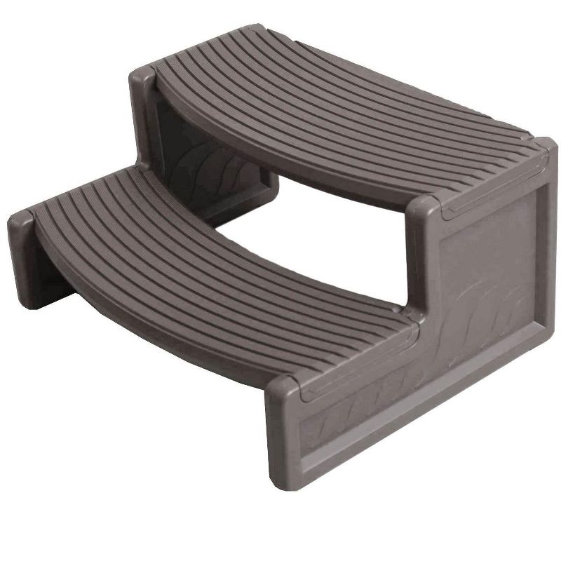 Confer Plastics Handi-Step 2 Step Hot Tub Stairs for Straight & Curved Spas, Outdoor/Indoor Step Stool for Garage, Home & Camping, Deep Grey, 1 of 7