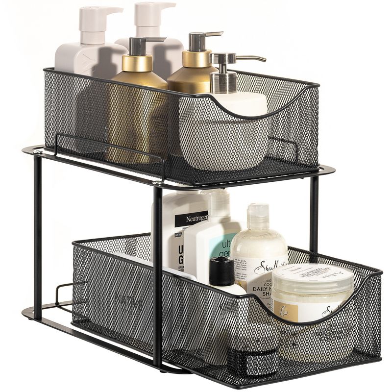 Sorbus 2 Tier Under the Sink Organizer Baskets with Mesh Sliding Drawers, 5 of 6