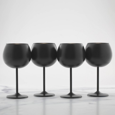 Stainless Steel Stemless Wine Glasses in Gunmetal Set of 2