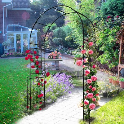 Black Iron Garden Arbor Trellis with Arch Design, 94.5'' H