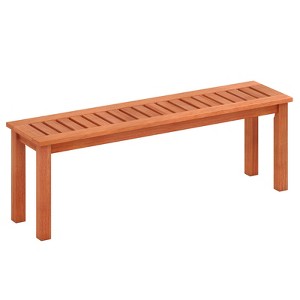Tangkula Outdoor Solid Wood Bench Backless Dining Bench w/ Slatted Seat - 1 of 4