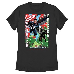 Women's Captain America: Brave New World Captain America and Falcon Colorful Poster T-Shirt - 1 of 4
