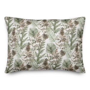 Creative Products Pine Cones and Greenery on White 20 x 14 Spun Poly Pillow - 1 of 3