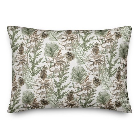 Creative Products Pine Cones and Greenery on White 20 x 14 Spun Poly Pillow - image 1 of 3