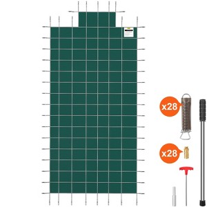 VEVOR Pool Safety Cover Fits 16x32ft Rectangle Inground Pools, Safety Pool Cover with 4x10ft Center End Step, Mesh Solid Pool Cover, Green - 1 of 4