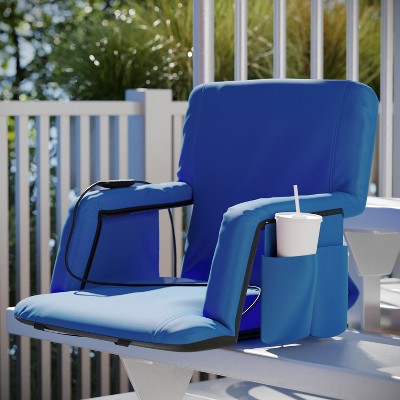 Blue Heated Portable Reclining Stadium Chair with Armrests